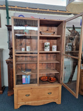 Load image into Gallery viewer, Vintage Glazed Stripped Pine Display Cabinet