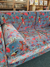 Load image into Gallery viewer, Large Velvet Sofa Upholstered In A Bird Of Paradise Velvet Fabric In Blue