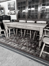 Load image into Gallery viewer, Pine Farmhouse Scrub Top Kitchen Dining Table & Eight Dining Chairs