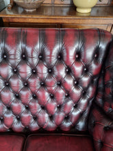 Load image into Gallery viewer, Vintage Highback Three Seater Chesterfield Sofa In Leather