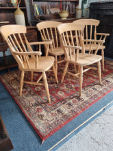 Load image into Gallery viewer, Beech Carver Dining/Kitchen Chairs Set Of Four