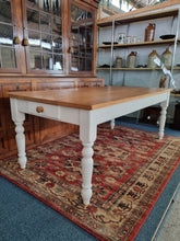 Load image into Gallery viewer, Oak Farmhouse Kitchen Dining Table With Drawer