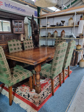 Load image into Gallery viewer, Oak Dining Table And Six Upholstered Dining Chairs