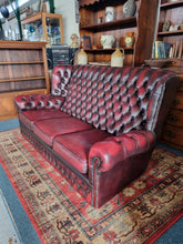 Load image into Gallery viewer, Vintage Highback Three Seater Chesterfield Sofa In Leather
