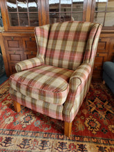 Load image into Gallery viewer, Wing Back Arm Chair In A Tartan Fabric