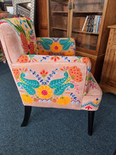 Load image into Gallery viewer, Armchair Upholstered With Decorative Hand Crewel Work Of Flowers