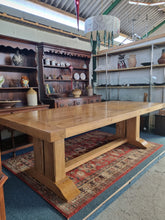 Load image into Gallery viewer, Oak Dining Table and Eight Chairs HUGE
