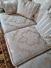Load image into Gallery viewer, Sofa And Two Chairs In A Beautiful Fabric Of Pale Blue And Gold