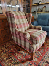 Load image into Gallery viewer, Wing Back Arm Chair In A Tartan Fabric