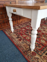 Load image into Gallery viewer, Oak Farmhouse Kitchen Dining Table With Drawer