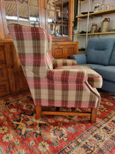 Load image into Gallery viewer, Wing Back Arm Chair In A Tartan Fabric