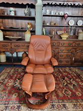 Load image into Gallery viewer, Stressless Ekornes Reclining Leather Chair & Footstool