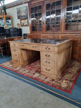 Load image into Gallery viewer, Antique Oak Partner's Desk Early 20th Century