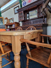 Load image into Gallery viewer, Vintage Farmhouse Scrub Top Pine Dining Table With A Drawer At Each End - Charlotte Rose Interiors
