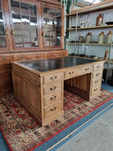 Load image into Gallery viewer, Antique Oak Partner's Desk Early 20th Century