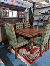 Load image into Gallery viewer, Oak Dining Table And Six Upholstered Dining Chairs