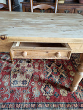 Load image into Gallery viewer, Farmhouse Pine Scrub Top Kitchen Dining Table With Two Drawers
