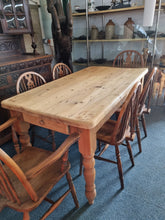 Load image into Gallery viewer, Vintage Farmhouse Scrub Top Pine Dining Table With A Drawer At Each End - Charlotte Rose Interiors