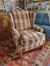 Load image into Gallery viewer, Wing Back Arm Chair In A Tartan Fabric