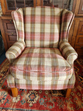 Load image into Gallery viewer, Wing Back Arm Chair In A Tartan Fabric