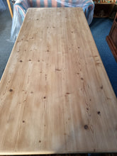 Load image into Gallery viewer, Farmhouse Vintage Scrub Top Pine Dining Table With Painted Legs And Two Drawers