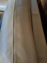Load image into Gallery viewer, Italian tan and brown leather two seater sofa & snuggle chair