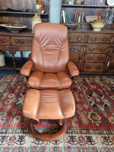 Load image into Gallery viewer, Stressless Ekornes Reclining Leather Chair & Footstool