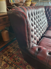 Load image into Gallery viewer, Vintage Highback Three Seater Chesterfield Sofa In Leather