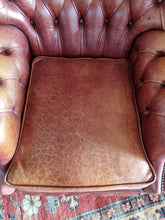 Load image into Gallery viewer, Vintage Leather Button Back Arm Chair
