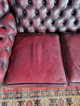 Load image into Gallery viewer, Vintage Highback Three Seater Chesterfield Sofa In Leather