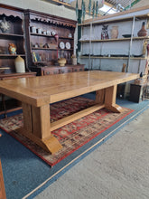 Load image into Gallery viewer, Oak Dining Table and Eight Chairs HUGE