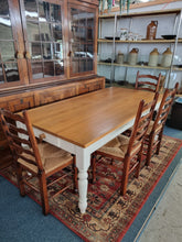 Load image into Gallery viewer, Oak Farmhouse Kitchen Dining Table With Drawer