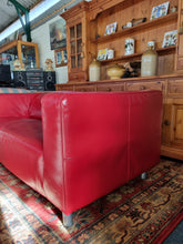 Load image into Gallery viewer, Red Leather Low Back Sofa