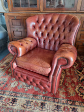 Load image into Gallery viewer, Vintage Leather Button Back Arm Chair