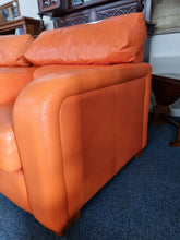 Load image into Gallery viewer, Pair Of Tangerine Leather Art Deco Style Leather Chairs - Charlotte Rose Interiors