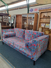 Load image into Gallery viewer, Large Velvet Sofa Upholstered In A Bird Of Paradise Velvet Fabric In Blue