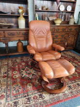 Load image into Gallery viewer, Stressless Ekornes Reclining Leather Chair & Footstool