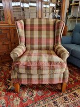 Load image into Gallery viewer, Wing Back Arm Chair In A Tartan Fabric