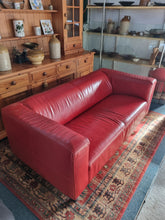 Load image into Gallery viewer, Red Leather Low Back Sofa