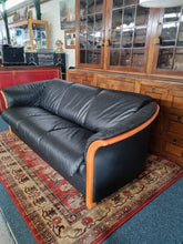 Load image into Gallery viewer, Ekornes Manhatten Black Leather Sofa