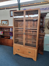 Load image into Gallery viewer, Vintage Glazed Stripped Pine Display Cabinet