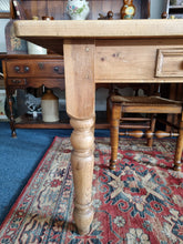 Load image into Gallery viewer, Farmhouse Pine Scrub Top Kitchen Dining Table With Two Drawers