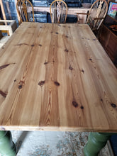 Load image into Gallery viewer, Vintage Pine Farmhouse Scrub Top Dining table with Painted Legs
