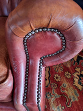 Load image into Gallery viewer, Vintage Leather Button Back Arm Chair