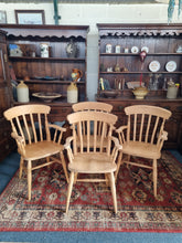 Load image into Gallery viewer, Beech Carver Dining/Kitchen Chairs Set Of Four