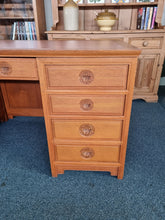 Load image into Gallery viewer, Oak Twin Pedestal Writing Desk