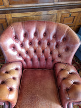 Load image into Gallery viewer, Vintage Leather Button Back Arm Chair