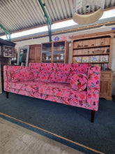 Load image into Gallery viewer, Large Velvet Sofa Upholstered In A Bird Of Paradise Velvet Fabric
