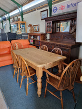 Load image into Gallery viewer, Vintage Farmhouse Scrub Top Pine Dining Table With A Drawer At Each End - Charlotte Rose Interiors