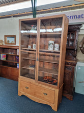 Load image into Gallery viewer, Vintage Glazed Stripped Pine Display Cabinet